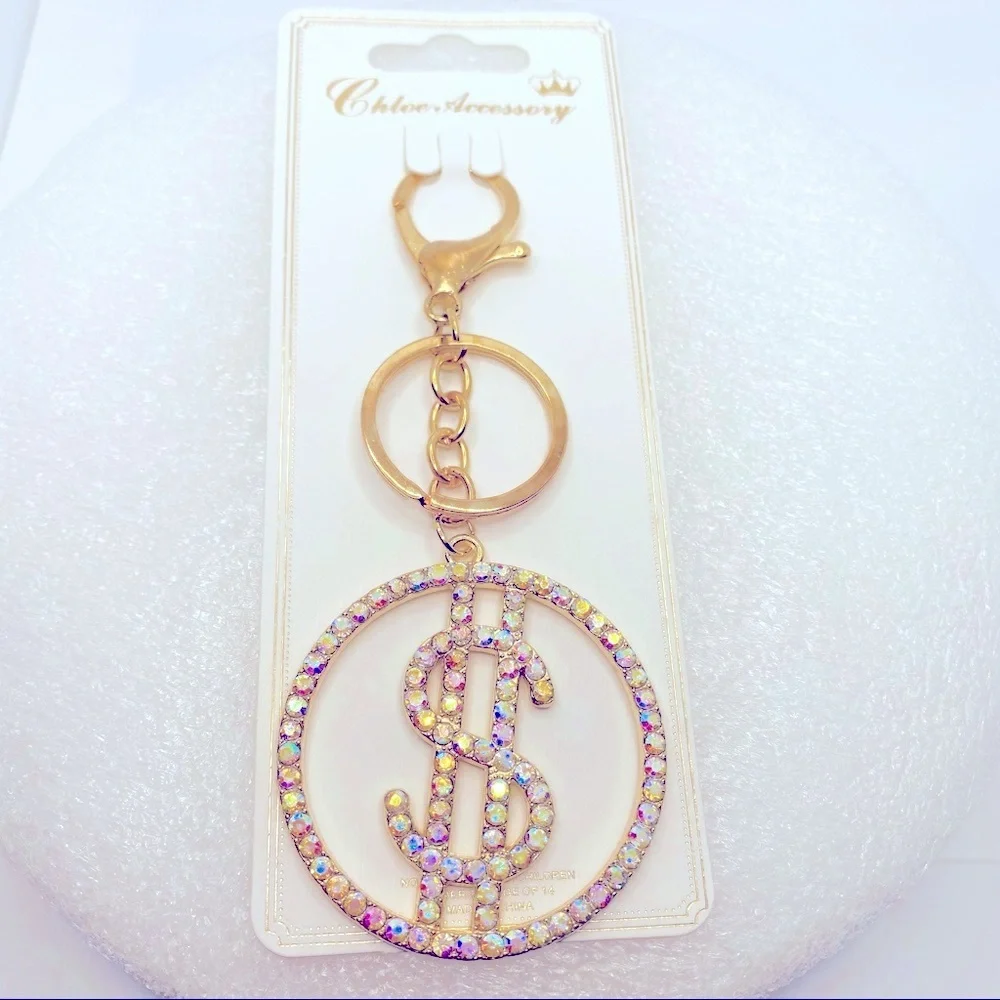 Purse Charm Key Chain Crystals Iridescent